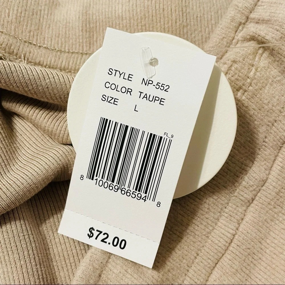 NIA Straight Leg Taupe High Waist Soft Lounge Puddle Hem Drawstring Pants. Sz L